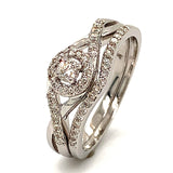 (SOFIA) Set de anillos de diamantes oro blanco 10kt. - DGjoyeros
