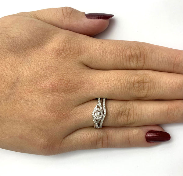 (SOFIA) Set de anillos de diamantes oro blanco 10kt. - DGjoyeros