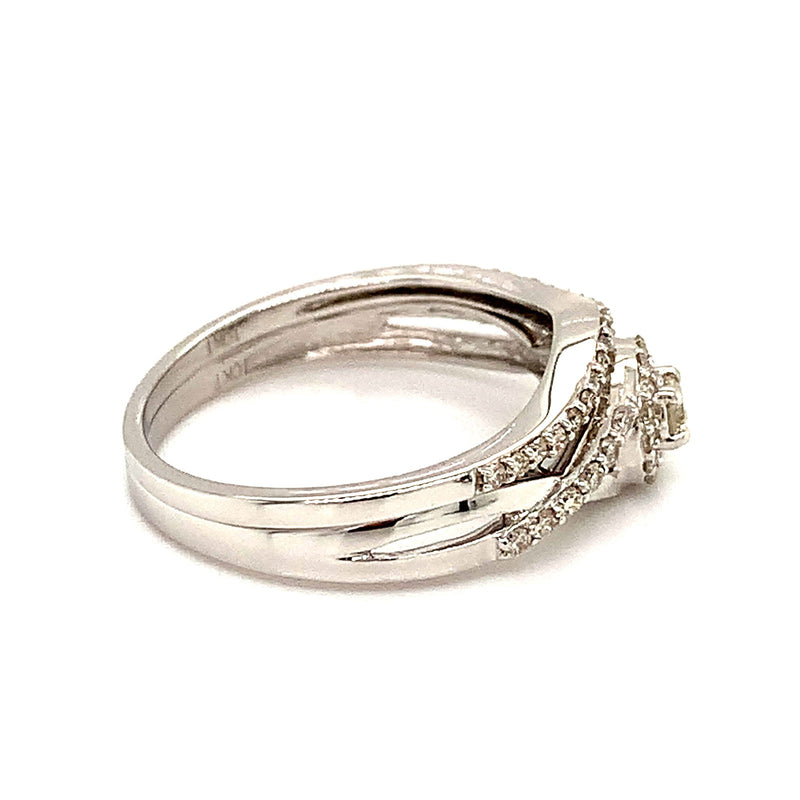 (SOFIA) Set de anillos de diamantes oro blanco 10kt. - DGjoyeros
