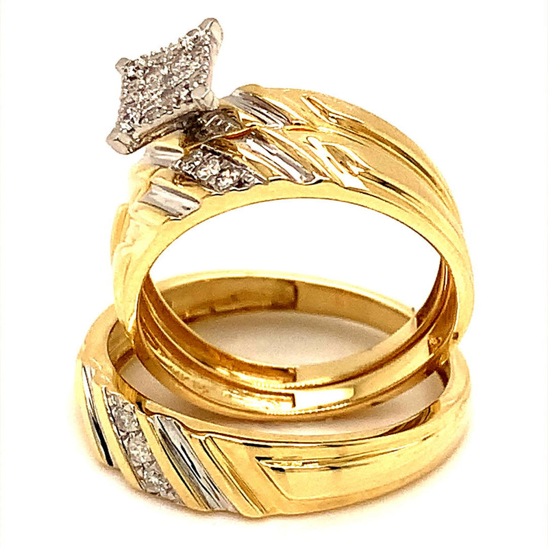 (SOFIA) Trío de anillos con diamantes en oro amarillo 10k - DGjoyeros
