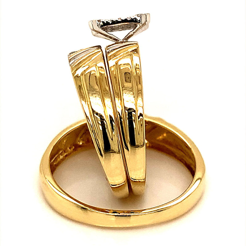 (SOFIA) Trío de anillos con diamantes en oro amarillo 10k - DGjoyeros