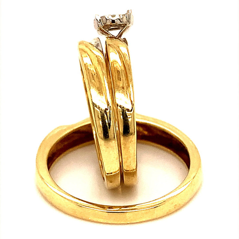 (SOFIA) Trío de anillos con diamantes en oro amarillo 10k - DGjoyeros