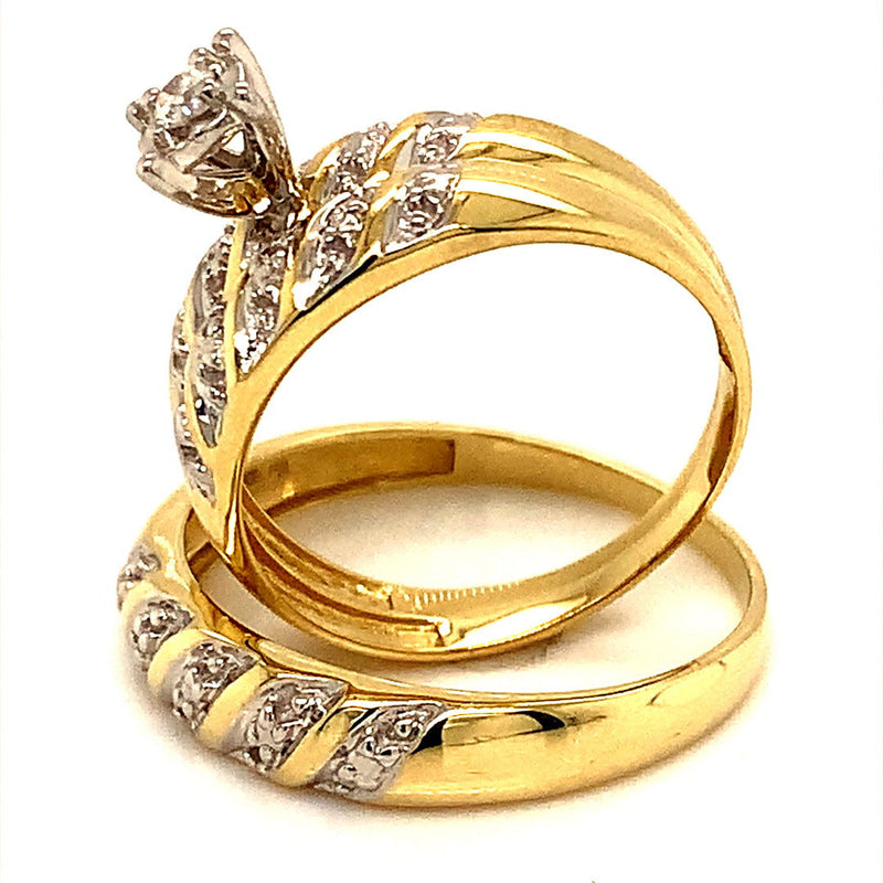 (SOFIA) Trío de anillos con diamantes en oro amarillo 10k - DGjoyeros