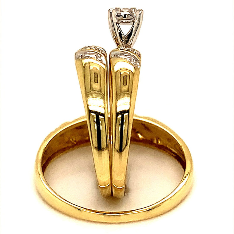 (SOFIA) Trío de anillos con diamantes en oro amarillo 10k - DGjoyeros