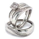 (SOFIA) Trío de anillos con diamantes en oro blanco 10k - DGjoyeros