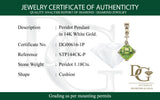 Dije de peridoto con diamante en oro blanco 14kt.