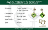 Aretes de peridoto con diamantes en oro blanco 14kt.