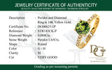 Anillo de peridoto con diamantes en oro amarillo 14kt.