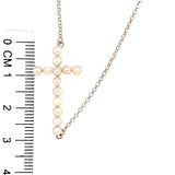 (SWAN) Collar (cruz) de perlas cultivadas en plata 925. 42/47cm - DGjoyeros