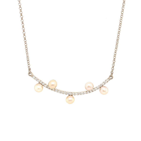 (SWAN) Collar de perlas cultivadas con circones en plata 925. 45cm - DGjoyeros