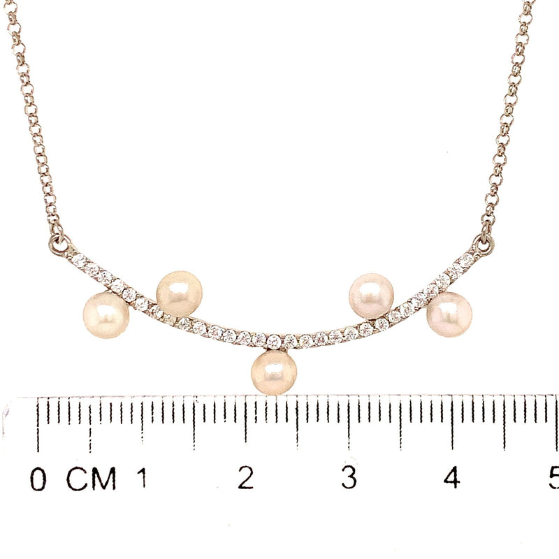 (SWAN) Collar de perlas cultivadas con circones en plata 925. 45cm - DGjoyeros