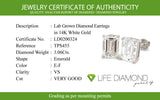 (LD) Aretes con diamantes de laboratorio en oro blanco 14kt. D-3.06Cts.