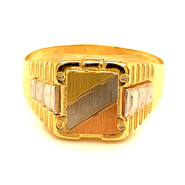 Anillo para caballero en oro 3 Tonos 10kt.