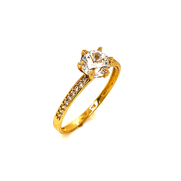 Anillo con circones en oro amarillo 10kt.