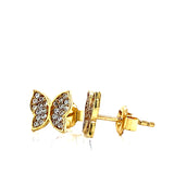 Aretes (mariposa) con circones en oro amarillo 10kt.