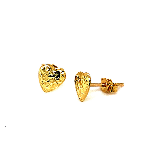 Aretes (corazón) en oro amarillo 10kt.