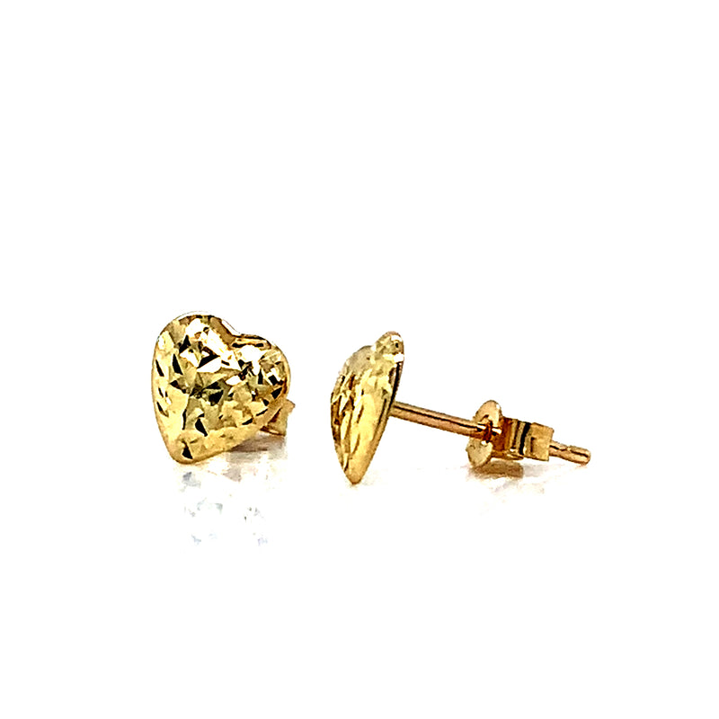 Aretes (corazón) en oro amarillo 10kt.