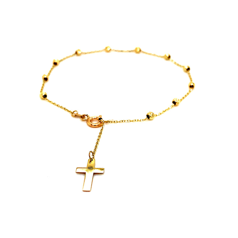 Pulsera (Cruz) en oro amarillo 10k. 17cm-19cm