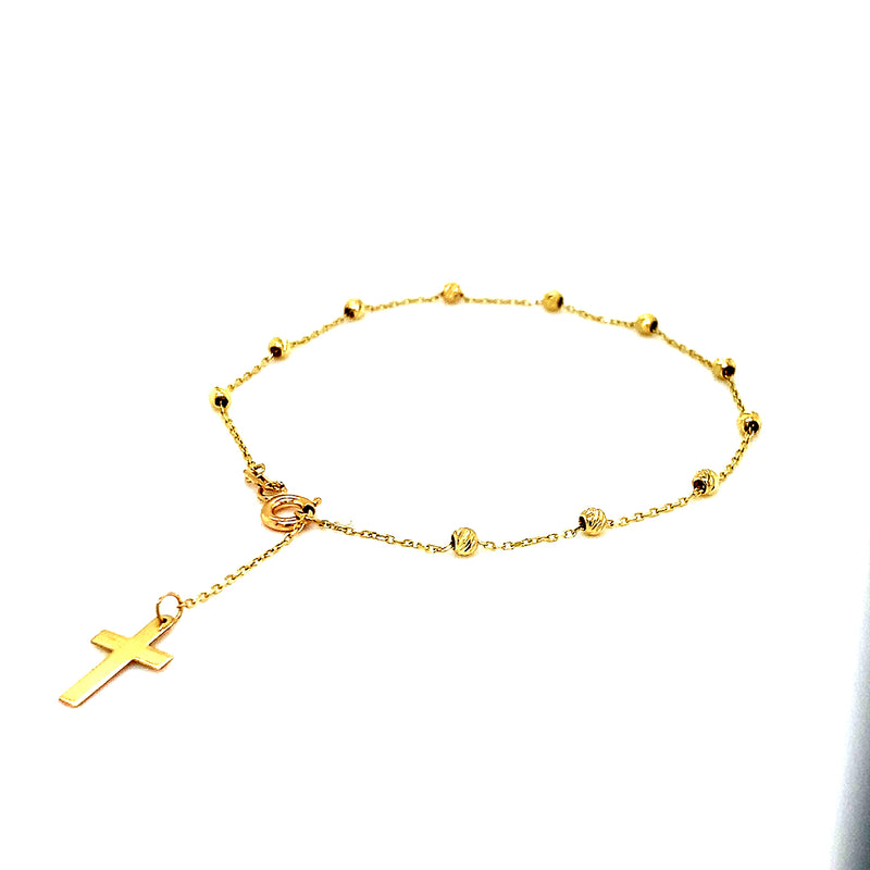 Pulsera (Cruz) en oro amarillo 10k. 17cm-19cm