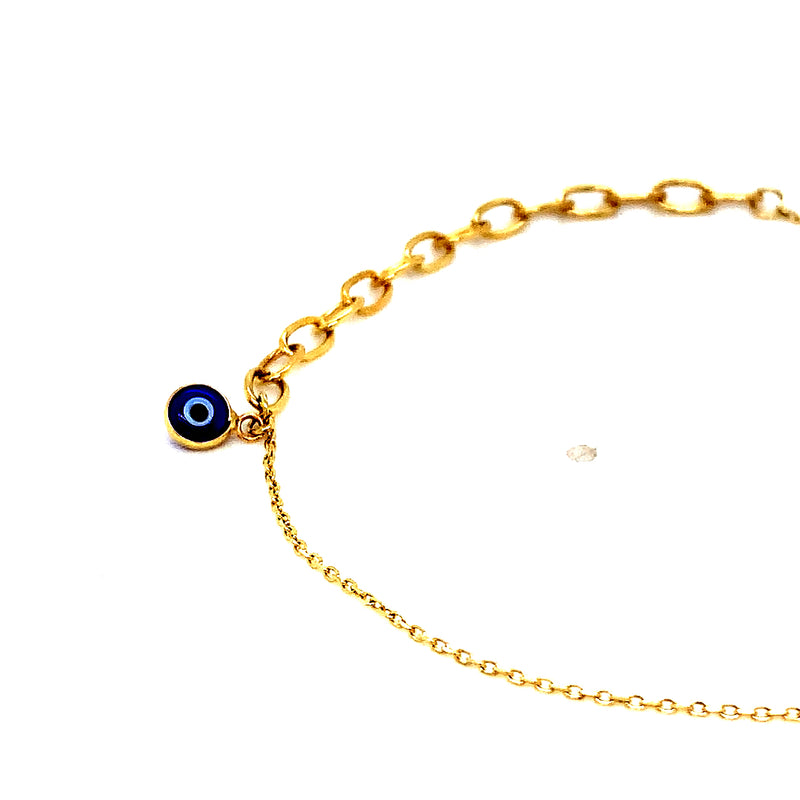 Pulsera (clip con ojos turcos) en oro amarillo 10k. 17/19cm