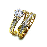 Set de anillos de matrimonio con circones en oro amarillo 10kt