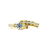 Set de anillos de matrimonio con circones en oro amarillo 10kt