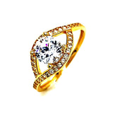 Anillo con circones en oro amarillo 10kt.