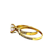 Set de anillos de matrimonio con circones en oro amarillo 10kt