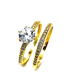 Set de anillos de matrimonio con circones en oro amarillo 10kt