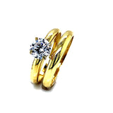 Set de anillos de matrimonio con circones en oro amarillo 10kt