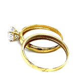 Set de anillos de matrimonio con circones en oro amarillo 10kt