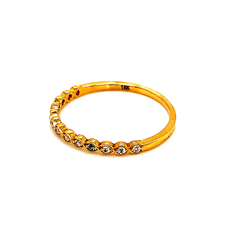 Banda con circones en oro amarillo 18k