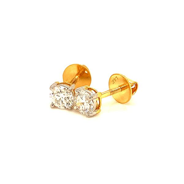 (LD) Aretes con diamantes de laboratorio en oro amarillo 14kt.