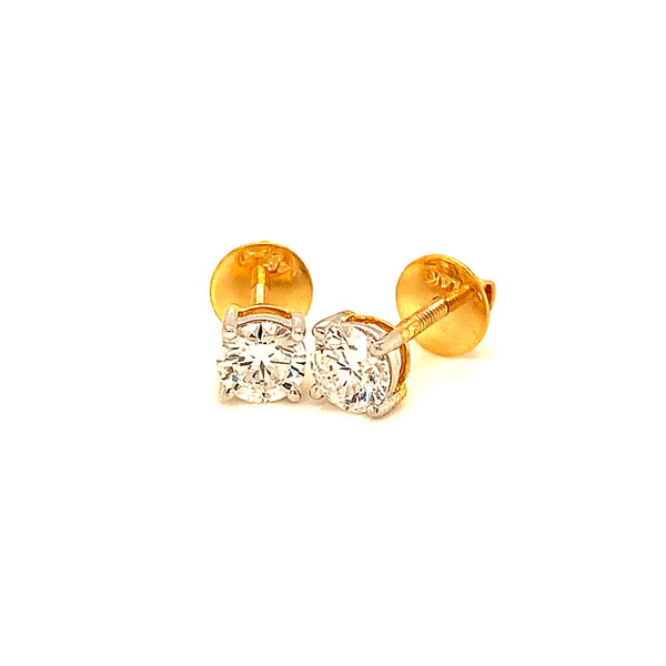 (LD) Aretes con diamantes de laboratorio en oro amarillo 14kt.