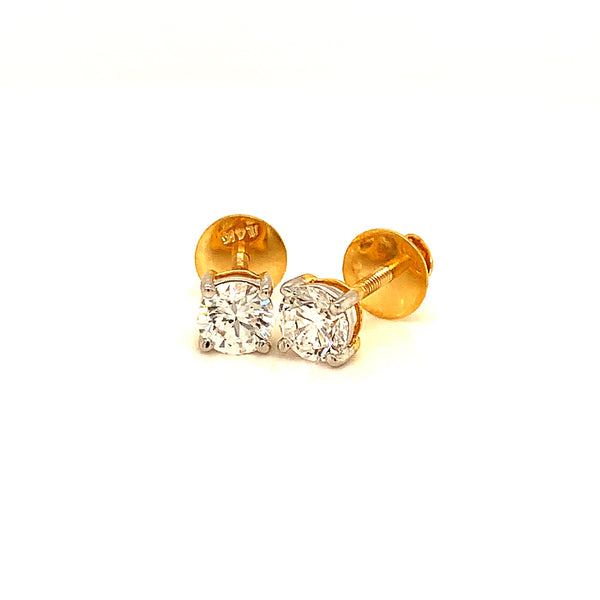 (LD) Aretes con diamantes de laboratorio en oro amarillo 14kt.