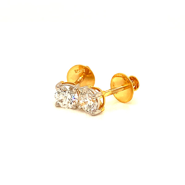 (LD) Aretes con diamantes de laboratorio en oro amarillo 14kt.