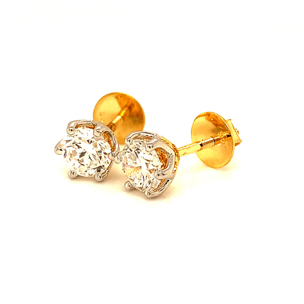 (LD) Aretes con diamantes de laboratorio en oro amarillo 14kt.
