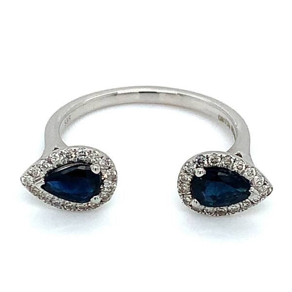 Anillo de Zafiros con Diamantes en oro blanco 14k.