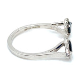 Anillo de Zafiros con Diamantes en oro blanco 14k.