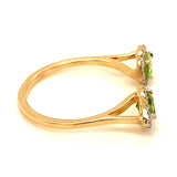 Anillo de Peridoto con diamantes en oro amarillo 14k.