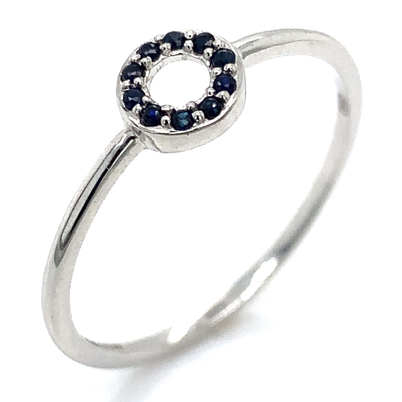 Anillo de zafiros en oro blanco 14k