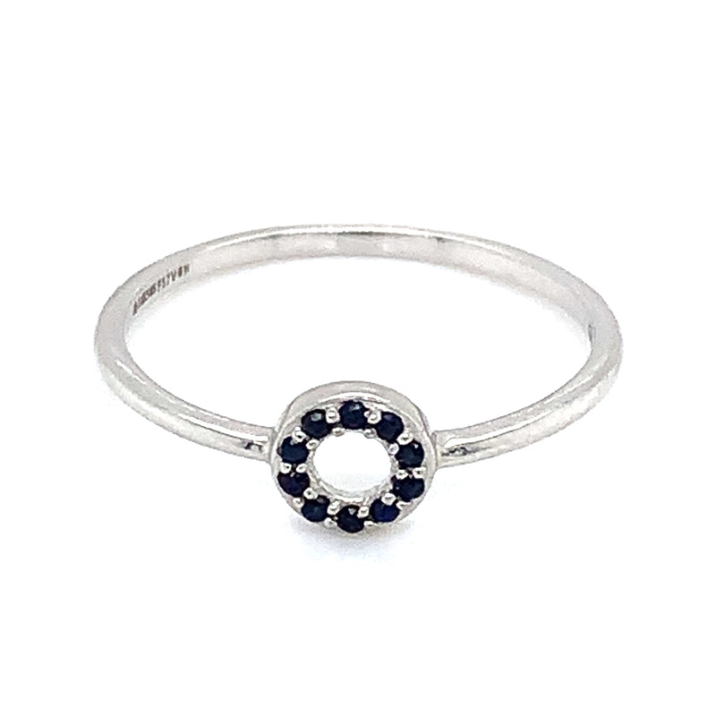 Anillo de zafiros en oro blanco 14k