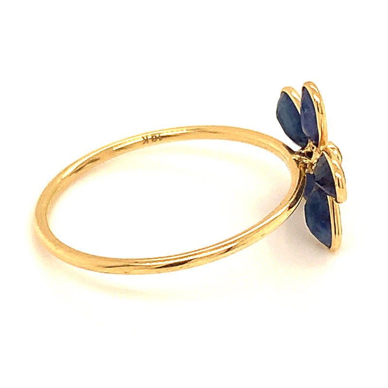 Anillo de Zafiros con diamantes en oro amarillo 18k.