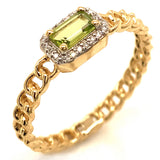 Anillo de Peridoto con diamantes en oro amarillo 14k.