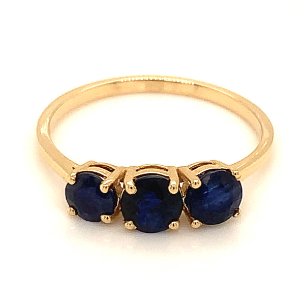 Anillo de Zafiro con diamantes en oro amarillo 14k.