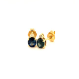 Aretes con Zafiros con diamantes en oro amarillo 14k.