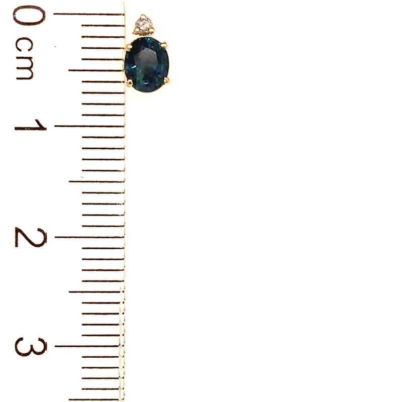 Aretes con Zafiros con diamantes en oro amarillo 14k.