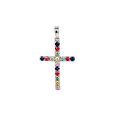 Dije de zafiros multicolor en oro blanco 14k