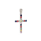 Dije de zafiros multicolor en oro blanco 14k