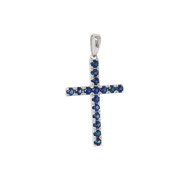 Dije de Zafiros en oro blanco 18k.